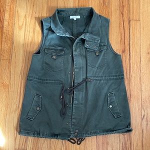 Olive button and snap vest